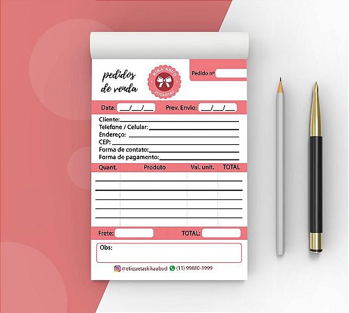 Bloco de Pedidos  21 x 15 cm
