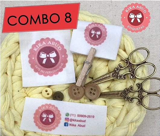 COMBO 8: etiquetas de algodão em 3 modelos