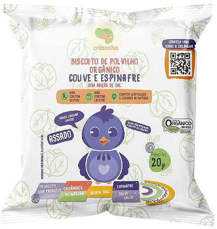 Biscoito de Polvilho Couve e Espinafre | orgânico e sem leite '20g