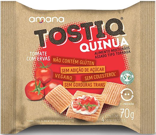 Torrada Tostiq Quinua sabor Tomate com Ervas com 4 pacotes (70g)