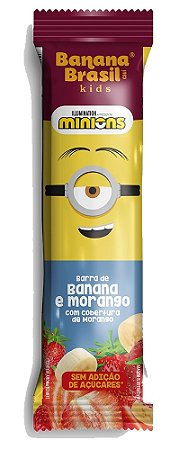 Barra Kids Minions Banana e Morango com cobertura de Morango (22g)