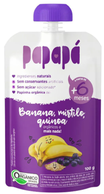 Papinha Papapá Orgânica Banana, Mirtilo e Quinoa (100g)