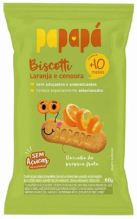 Papapá Biscoito Infantil Biscotti Laranja e Cenoura '60g | sem adição de açúcar