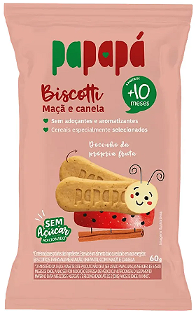 Papapá Biscoito Infantil Biscotti Maçã e Canela | sem adição de açúcar '60g