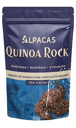 Biscoito Flocos de Quinoa cobertos com Chocolate Amargo 70% Cacau Quinoa Rock | zero glúten (60g)