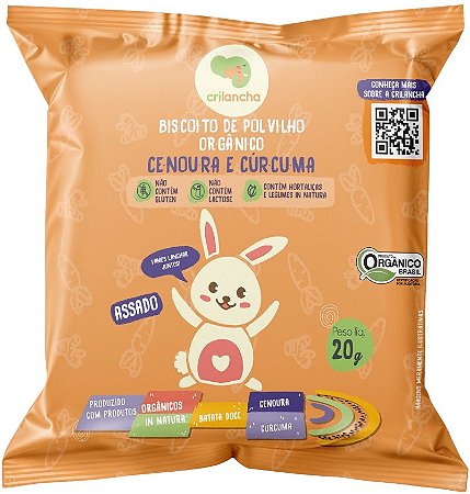 Biscoito de Polvilho Cenoura e Cúrcuma | orgânico e sem leite '20g - NOVO PESO