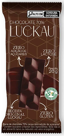 Chocolate 70% cacau em tablete | sem lactose e zero açúcar (20g)