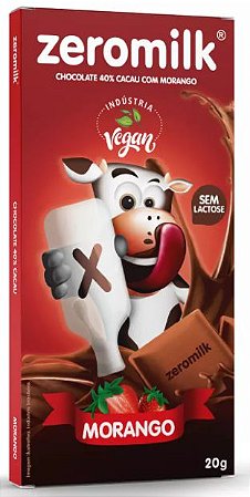 Chocolate Tablete 40% Cacau sabor Morango | Zeromilk (20g)