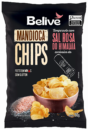 Chips de Mandioca com Sal Rosa do Himalaia | sem glúten e sem leite ' 50g