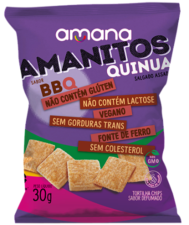 Snack de Quinua Amanitos sabor BBQ Defumado | sem Lactose '40g