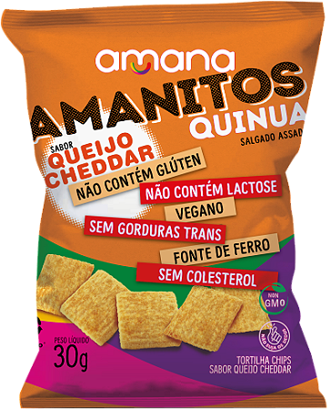 Snack de Quinua Amanitos sabor Queijo Cheddar | sem Lactose '40g