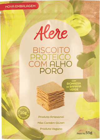 Biscoito Proteico com Alho Poró com 10g de proteína vegetal | sem glúten e vegano '70g