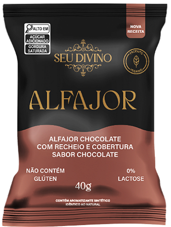 Biscoito tipo Alfajor Chocolate com recheio e cobertura de Chocolate | vegano e sem glúten '40g