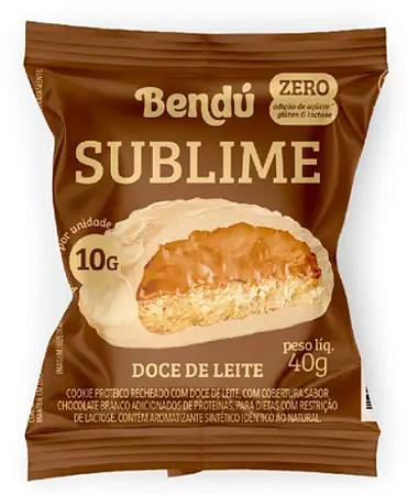 Biscoito de Baunilha recheio Doce de Leite coberto com Chocolate Branco com 10g de proteína | zero açúcar '40g