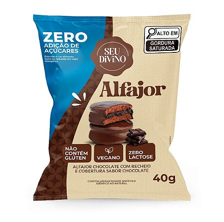 Biscoito tipo Alfajor Chocolate com recheio e cobertura de Chocolate ZERO açúcar | vegano e sem glúten '40g