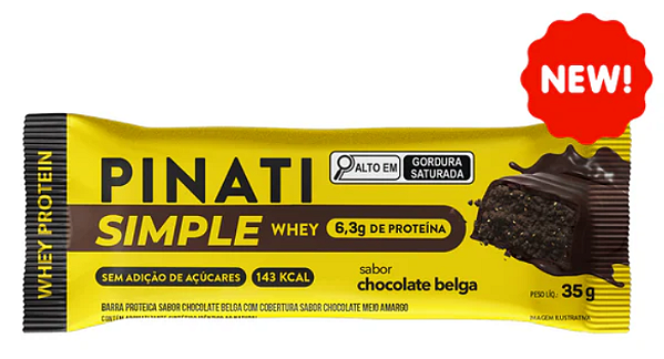 Barra Simple Whey Chocolate Belga com 6,3g de Proteína | zero adição de açúcar '35g