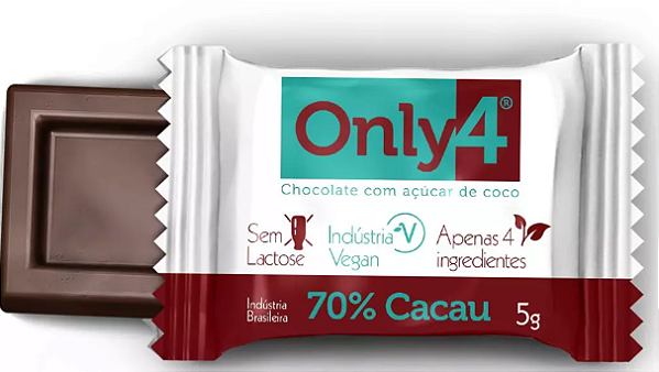 Chocolate 70% Cacau Mini Tablete | com açúcar de coco '5g