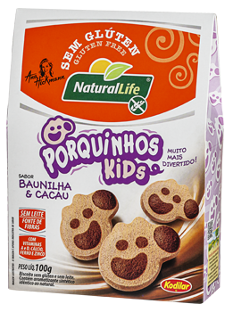 Biscoito Porquinhos Kids Baunilha e Cacau | Sem glúten e sem leite '100g