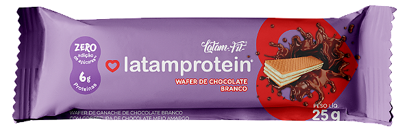 Wafer Ganache de Chocolate Branco e cobertura de Chocolate | 6g de proteína e zero adição de açúcar '25g