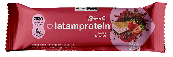 Wafer Morango e cobertura de Chocolate | 6g de proteína e zero adição de açúcar '25g