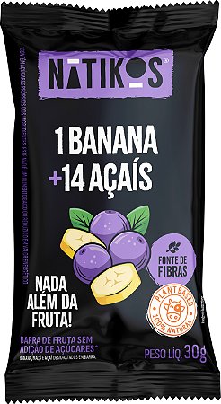 Barra de Frutas 1 Banana + 14 Açaís | sem lactose e sem adição de açúcar '30g