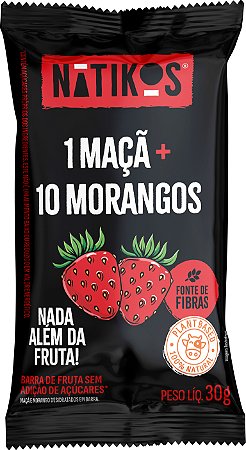 Barra de Frutas 1 Maçã + 10 Morangos | sem lactose e sem adição de açúcar '30g