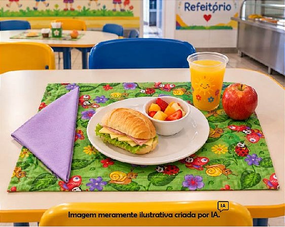 Jogo Americano Infantil em Tecido | Joaninha com Guardanapo Lilás