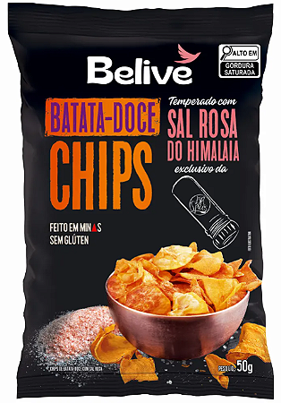 Chips de Batata Doce com Sal Rosa do Himalaia | sem glúten e sem leite '50g