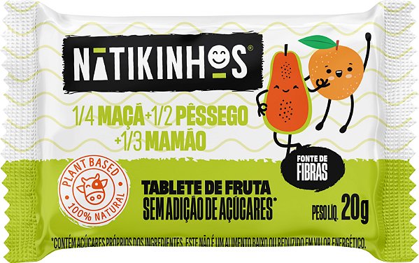 Tablete de Frutas Salada de Frutas Natikinhos | sem lactose e sem adição de açúcar '20g