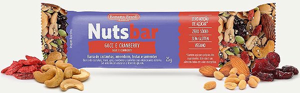 Nuts Bar Goji e Cranberry | Zero Açúcar (25g)