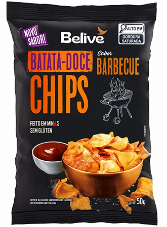 Chips de Batata Doce Barbecue Belive | sem glúten e sem leite '50g