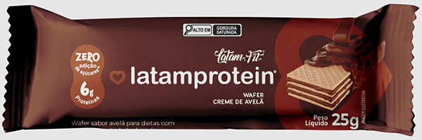 Wafer sabor Avelã Zero Açúcar Latam Protein 25g | 6g de Proteína