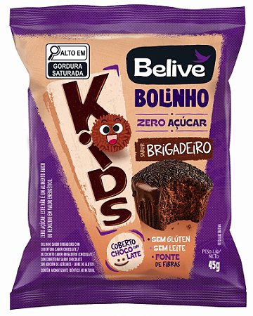 Bolinho Kids Belive sabor Brigadeiro | Sem Leite e Zero Açúcar '45g