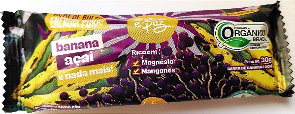 Barra Orgânica de Banana e Açaí | Selva e Paz '30g