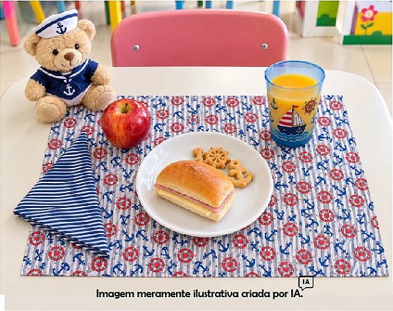 Jogo Americano Infantil em Tecido | Marinheiro Guardanapo Azul Listras