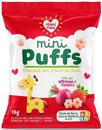 Mini Puffs Biscoito de Arroz com Beterraba e Morango (15g)