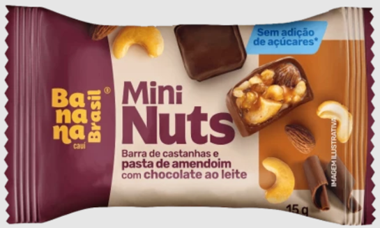Bombom Mini Nuts Castanhas, Pasta de Amendoim e Chocolate ao leite | sem adição de açúcar '15g
