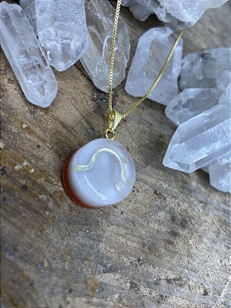 Pingente Rafinha (1.7 cm diâmetro) para limpeza energética com a vibração da Reprogramação Quântica Celular (RQC) Nível 1, Colar Dourado