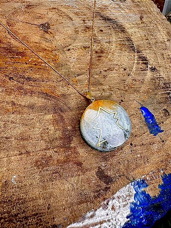 Pingente Redondo Médio (2.9 cm diametro) para Limpeza Energética com a vibração da Reprogramação Quântica Celular (RQC) Nivel 3, Colar Dourado