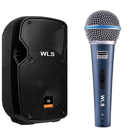 Caixa Acústica WLS S8  Ativa com Bluetooth + Microfone M58A