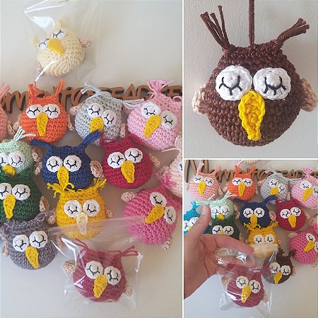 10 Lembrancinha amigurumi corujinha chaveirinho