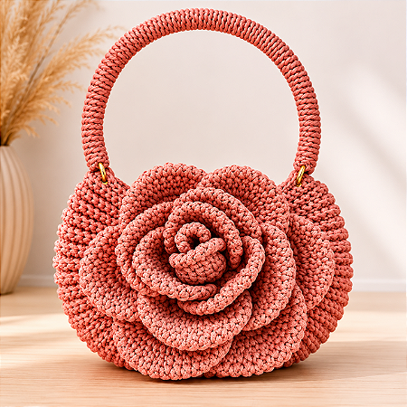 Bolsa de crochê flor luxuosa