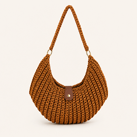 Bolsa de crochê baguete alça de ombro