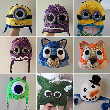 Toucas de crochê divertidas tematicas desenhos