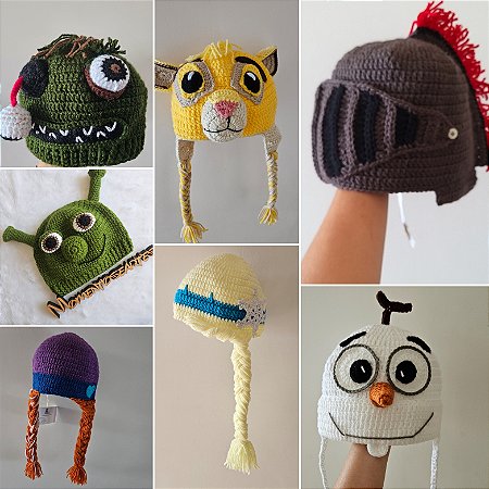 Toucas de crochê divertidas tematicas desenhos