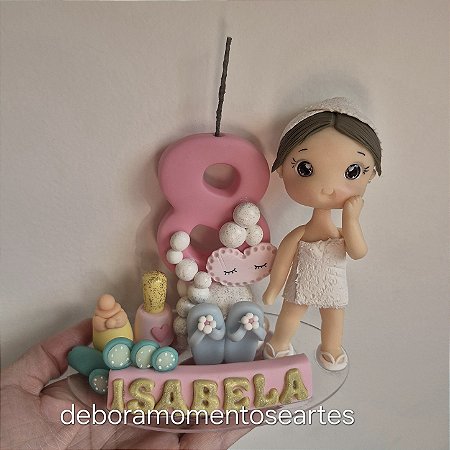 Topo de bolo aniversario infantil spa infantil ou Pippi meia longa