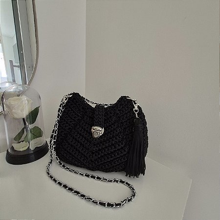 Bolsa de crochê fecho tictac