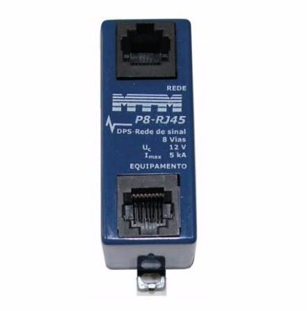 Protetor De Surto Raio DPS MTM P8-RJ45 Rede Ethernet 8 Vias