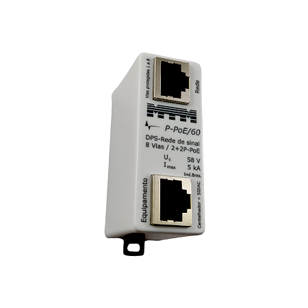 DPS hib. 3 est., sinal, 8 vias, 48 V, 5 kA - sist.POE, base tec. digital - conexao RJ-45
