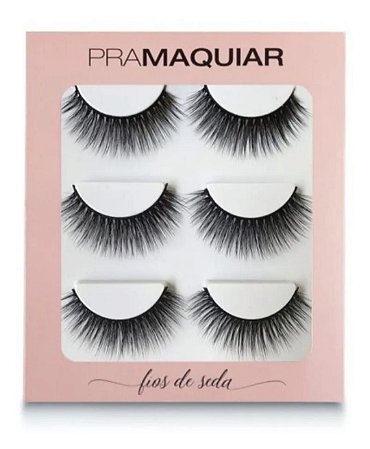 Kit 3 Pares Cílios Postiços Pramaquiar Fio de Seda -  Brigitte